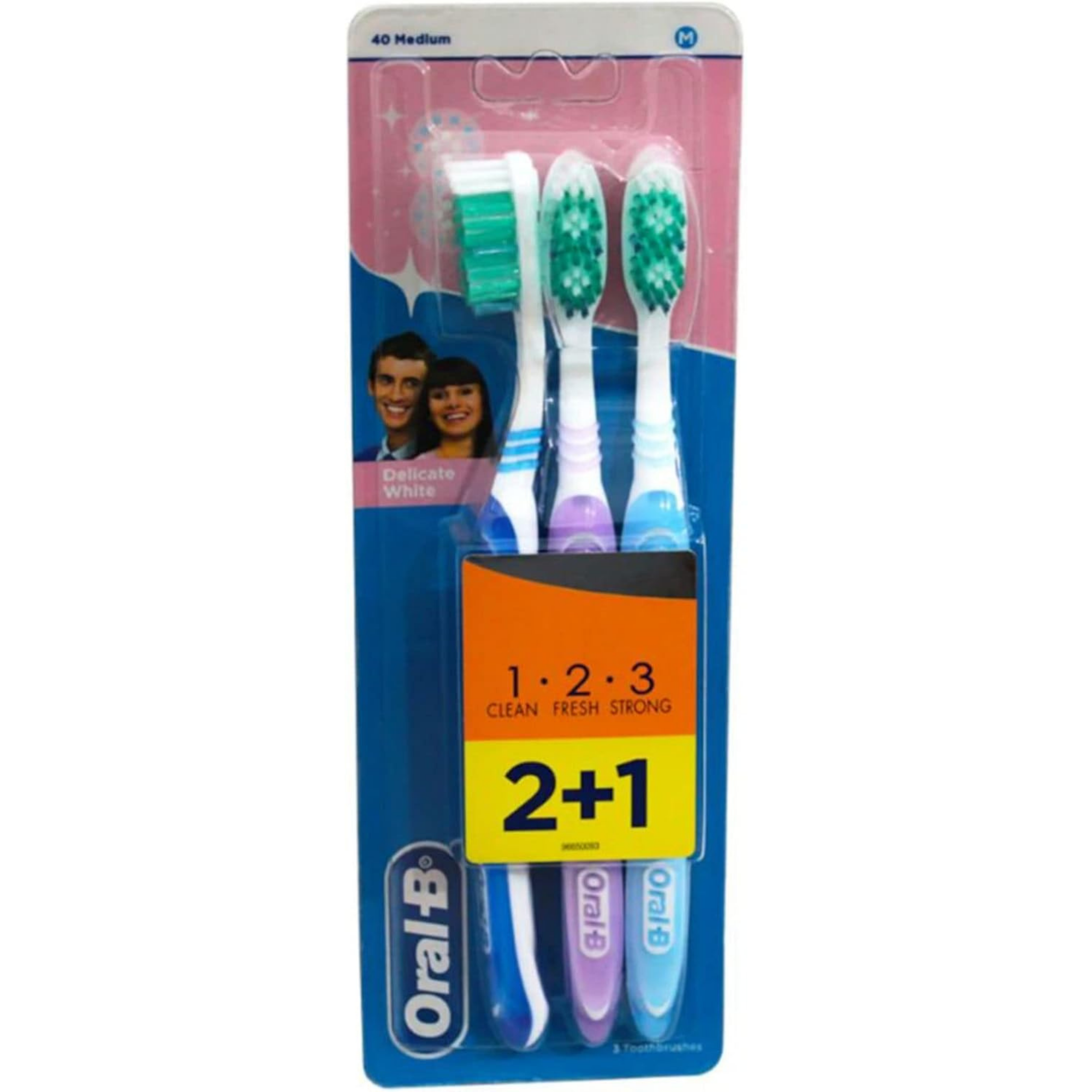 فرشاة أسنان أورال بي 123 دليكيت وايت (3+1)