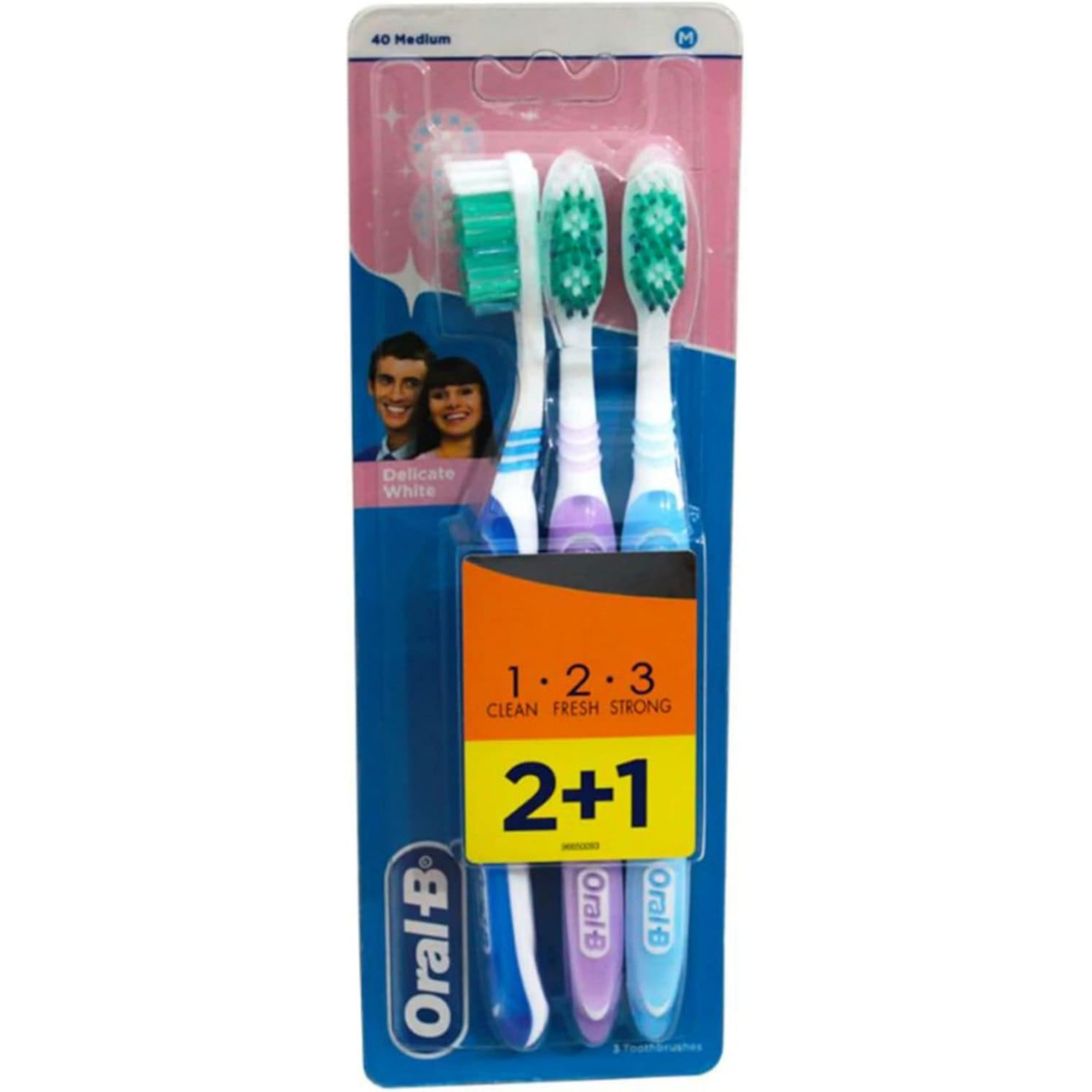 اورال بى فرشاة اسنان 123 دليكيت وايت 3+1