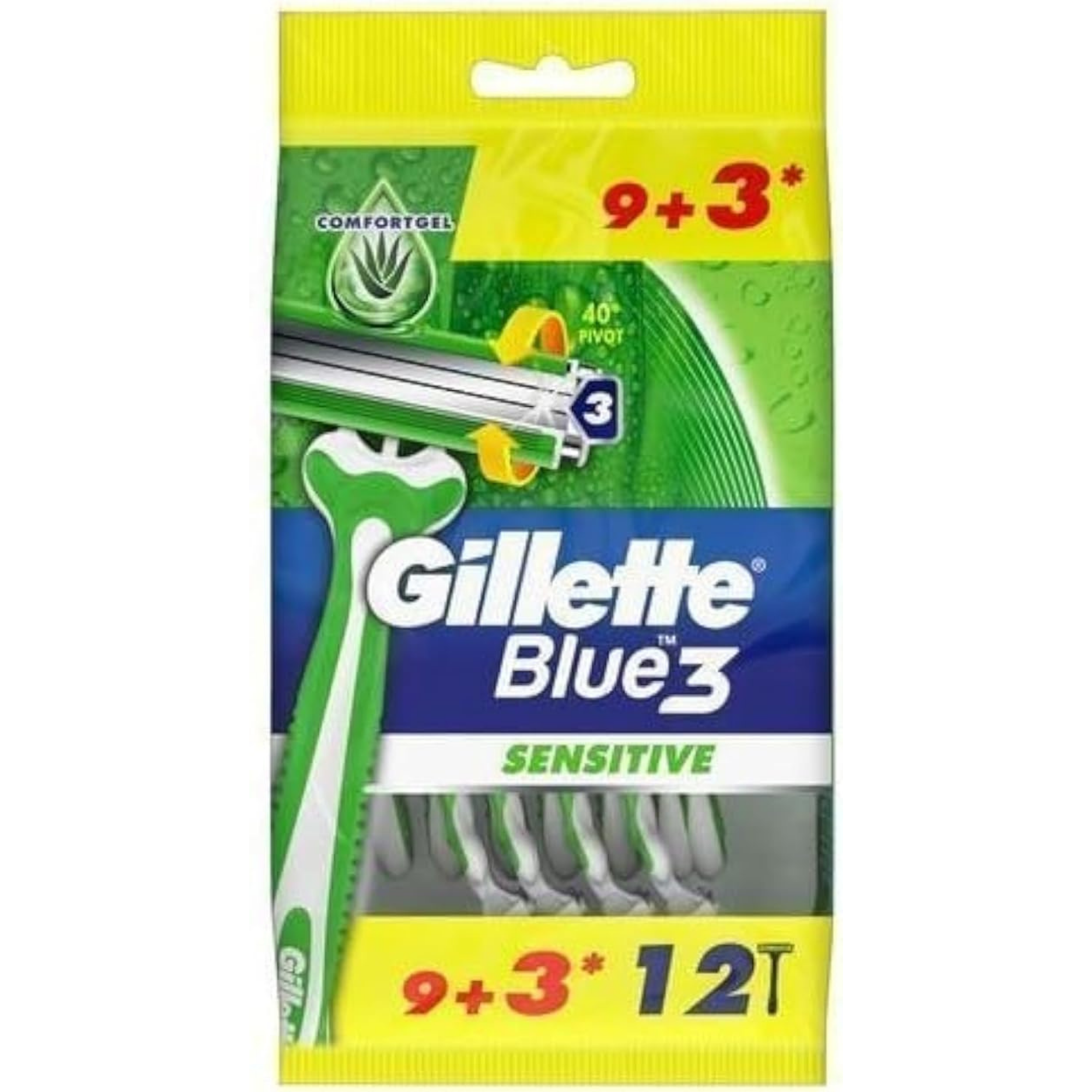 جيليت بلو 3 حساس (12 شفرة) 9+3