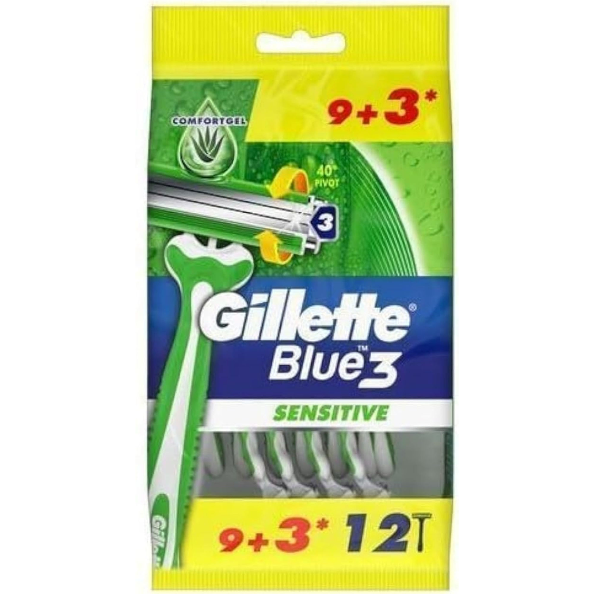 Gillette Blue 3+9 blue 3 Sensitive 12pcs