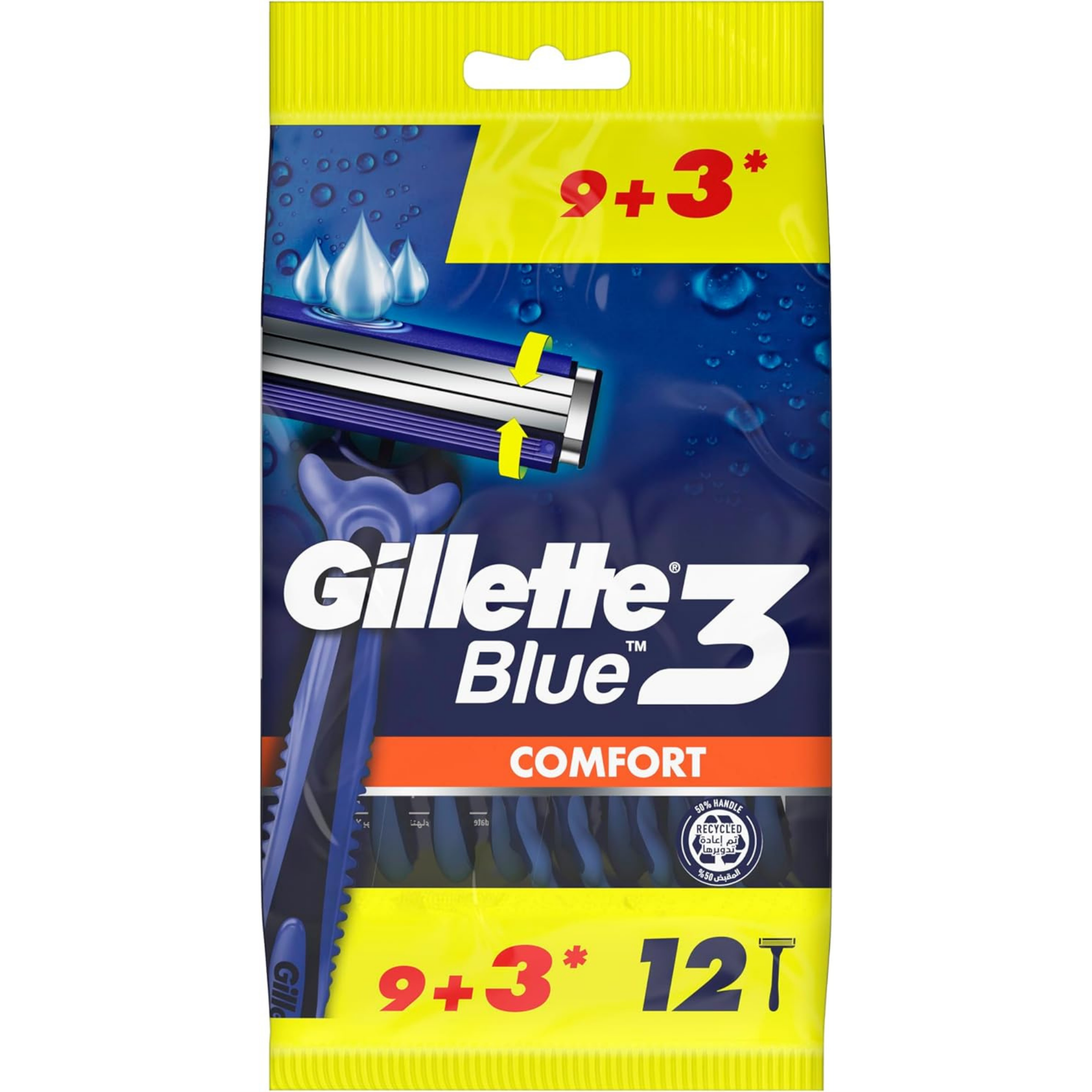 Gillette Blue 3+9 blue 3 Comfort 12pcs