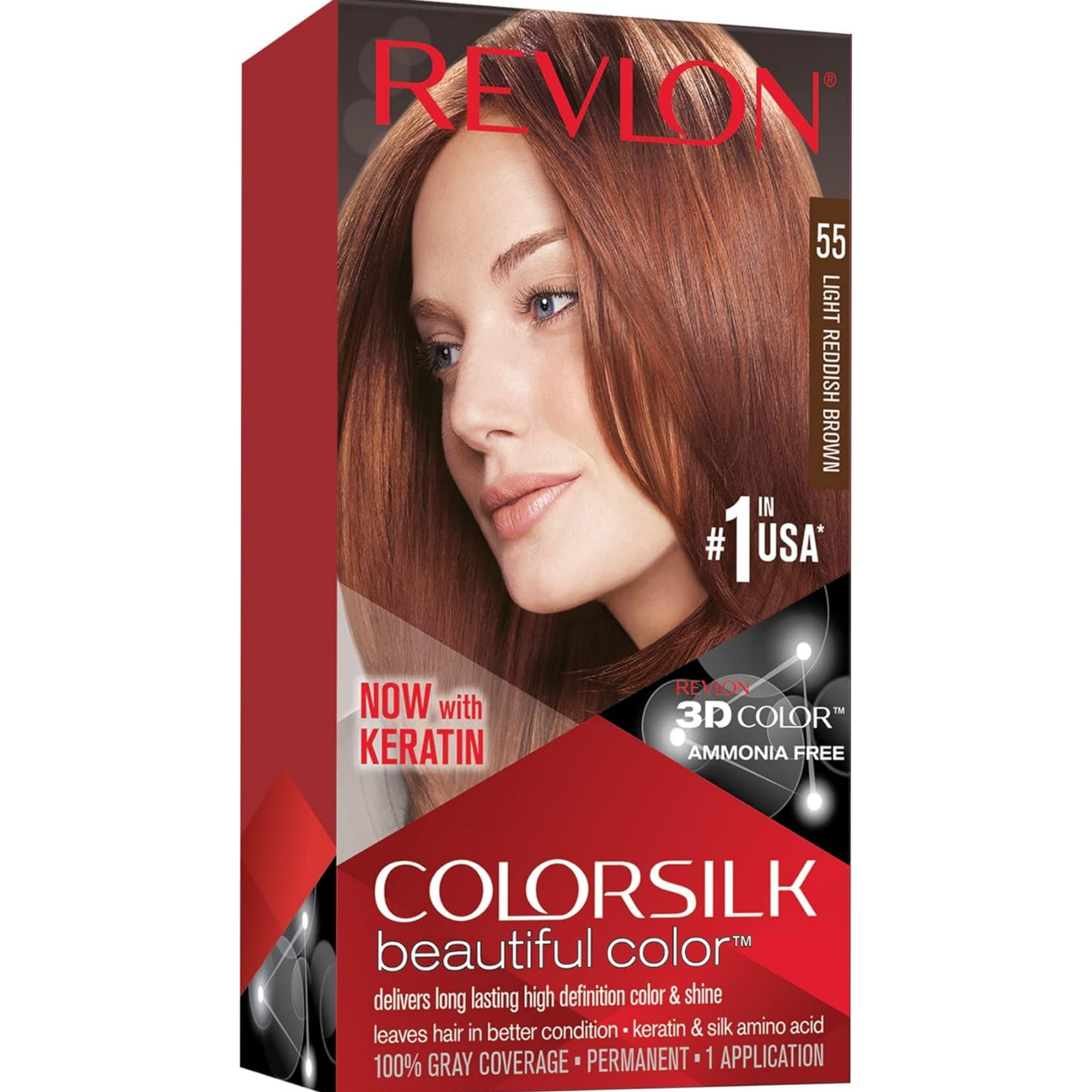 REVLON COLORSILK LIGHT REDDISH BROWN 55