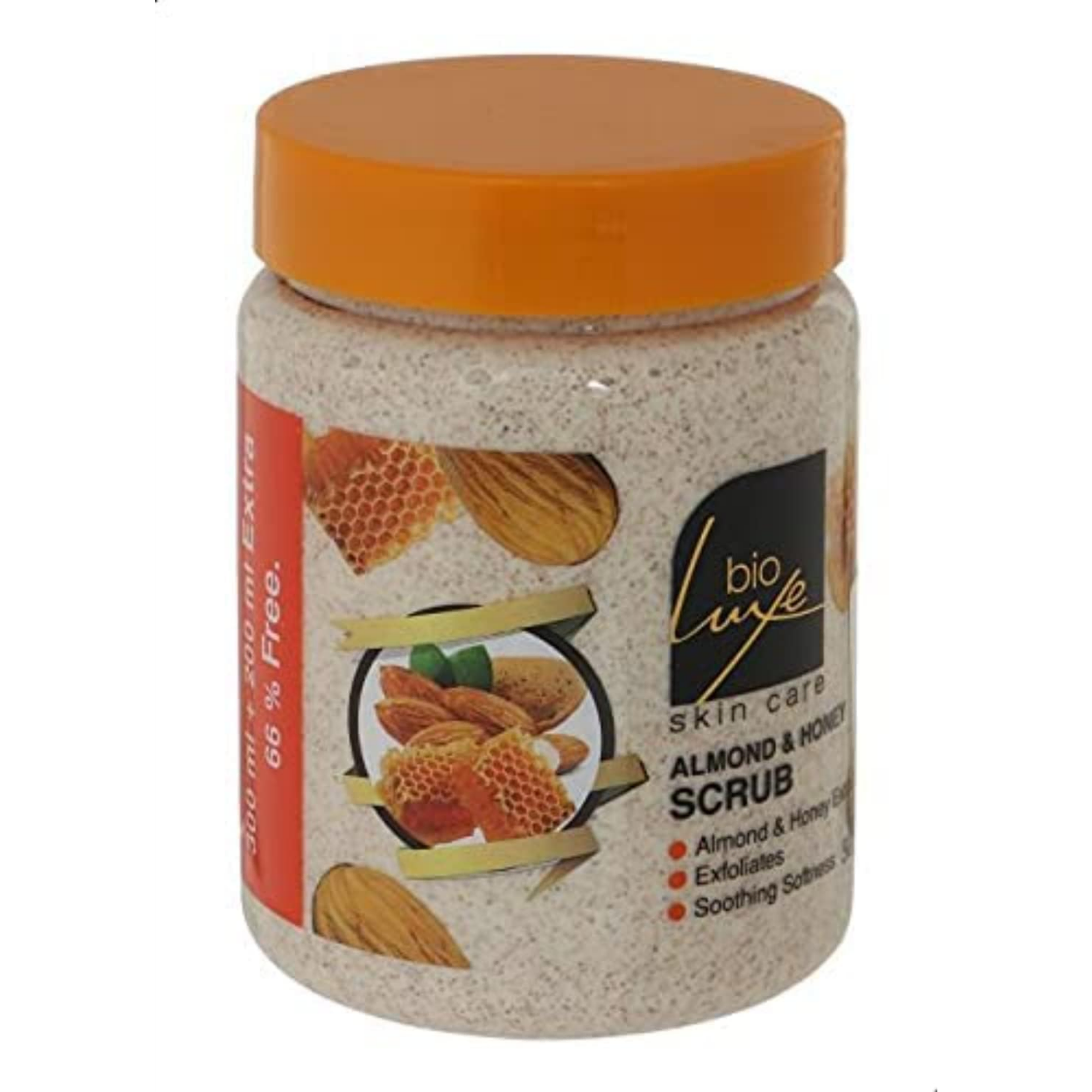 bioluxe scrub almond&honey 500gm
