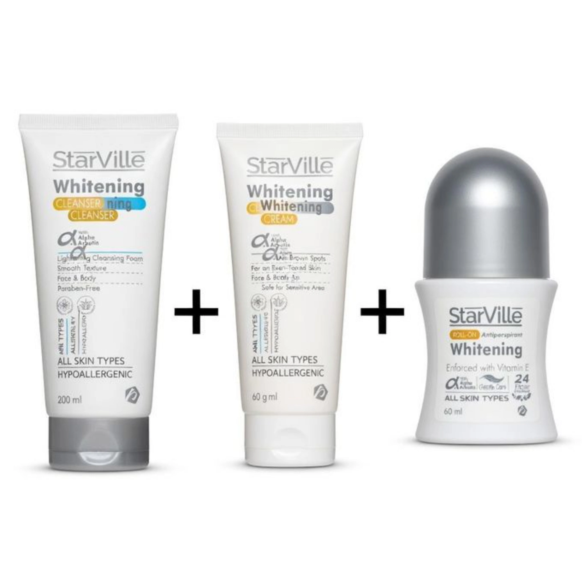 starville whitening cram +cleanser+ roll on