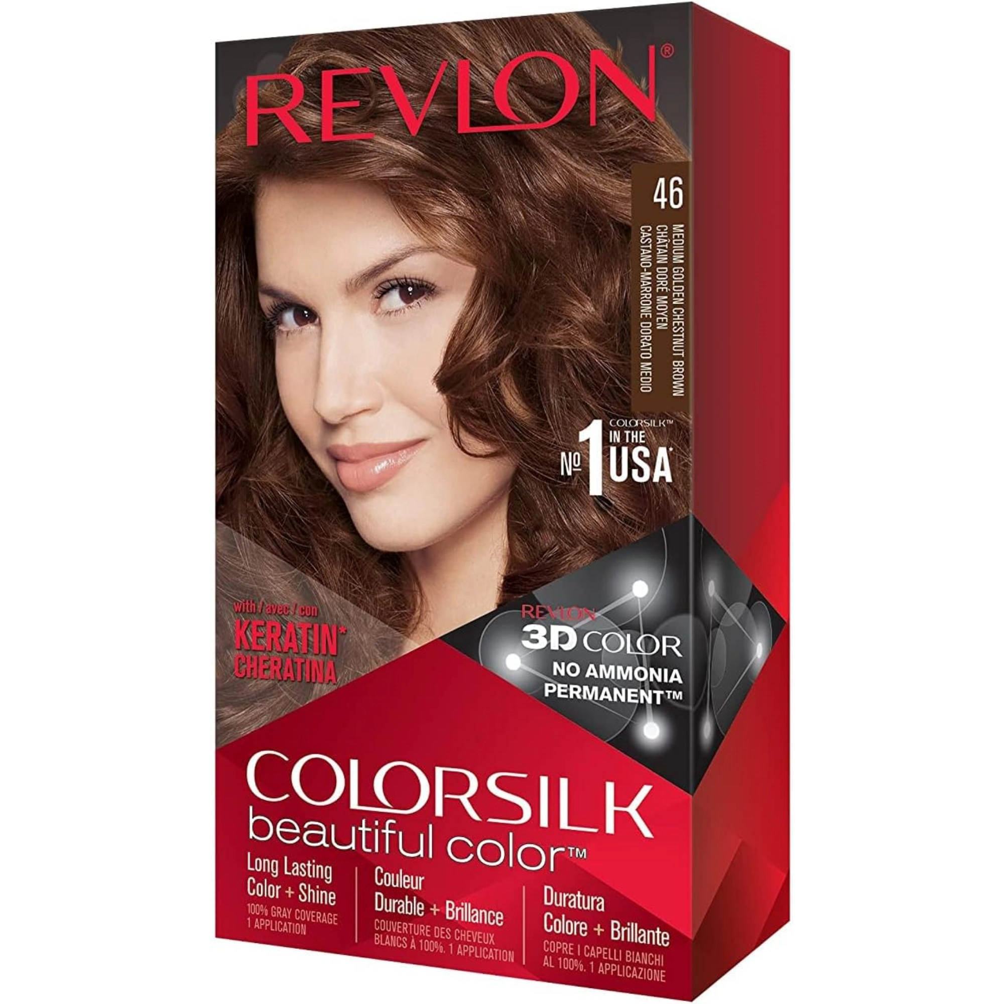REVLON COLORSILK BMEDIUM GOLDEN CHESTINUT BROWN 46